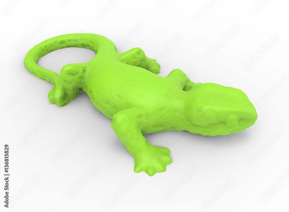 Obraz premium 3d illustration of green lizard. white background isolated. icon for game web.