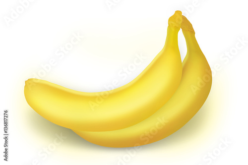 Banana. Two ripe bananas isolated on white background with path.