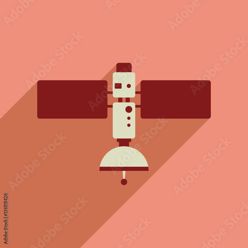 Flat web icon with long shadow satellite 