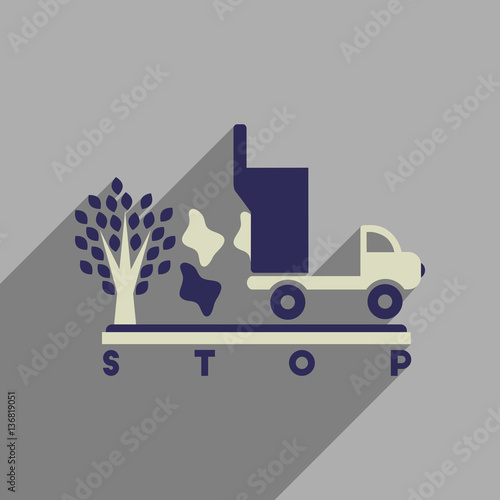 Flat web icon with long shadow no environmental pollution
