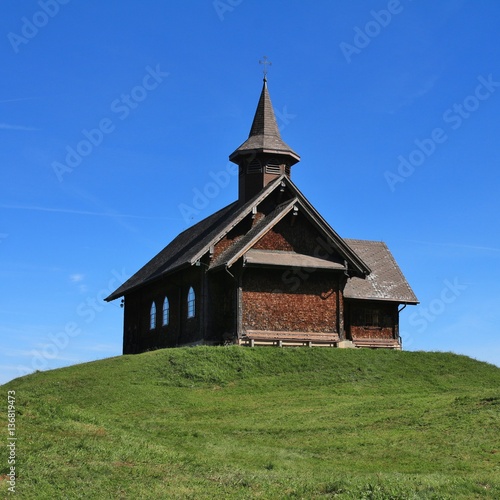 Fototapeta Old timber chapel in Stoos, Switzerland