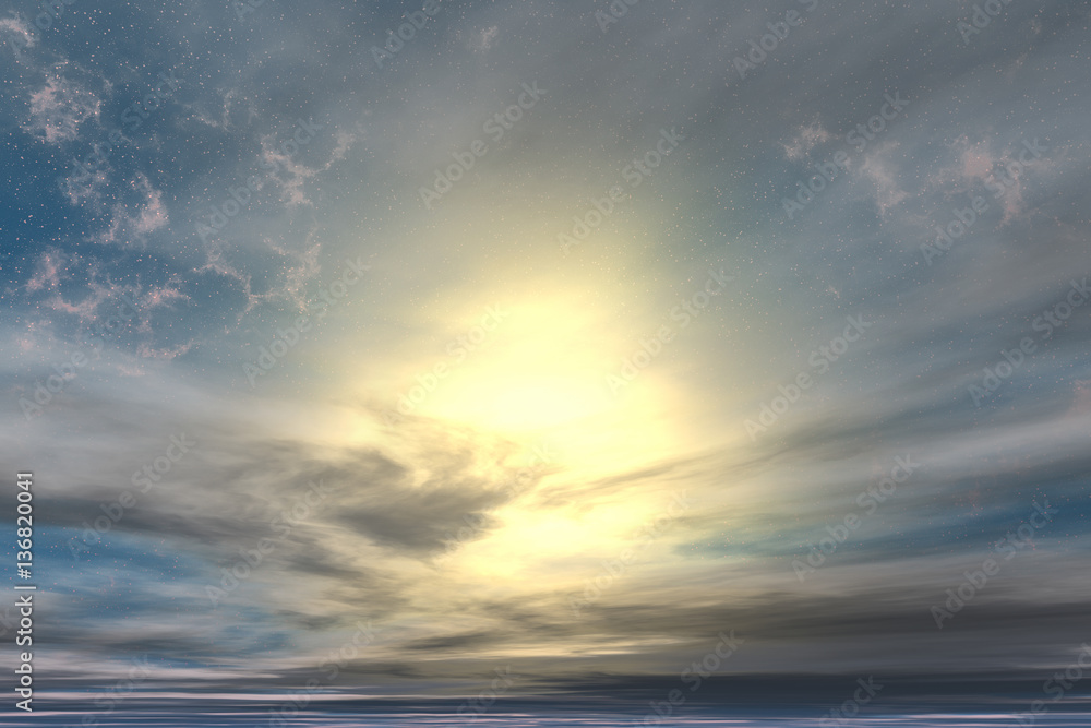 Sky of stranger planet, 3D rendering