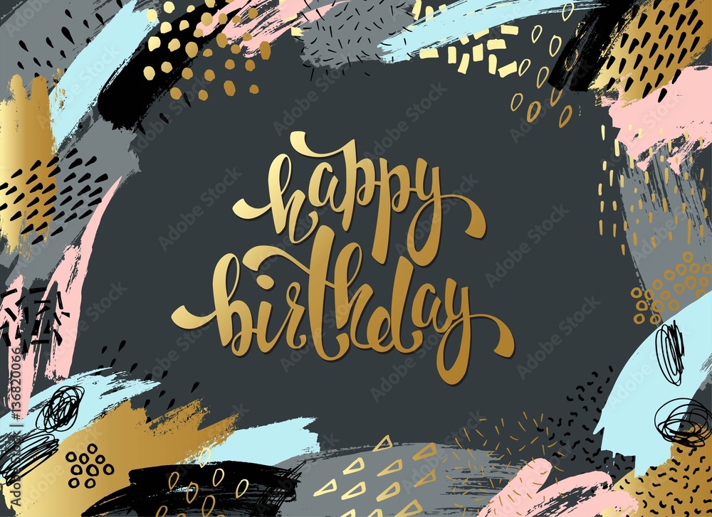 Creative universal card, background with hand drawn textures. Vector art frame for text with gold and black.