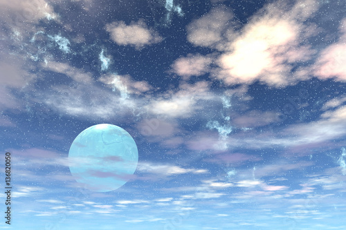 Sky of stranger planet, 3D rendering