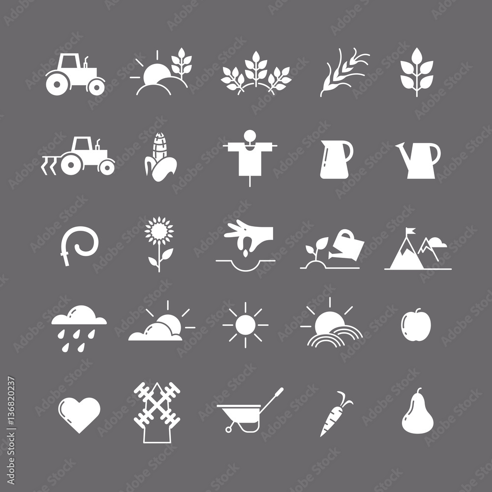 White icons of rural life. White icons of rural life.