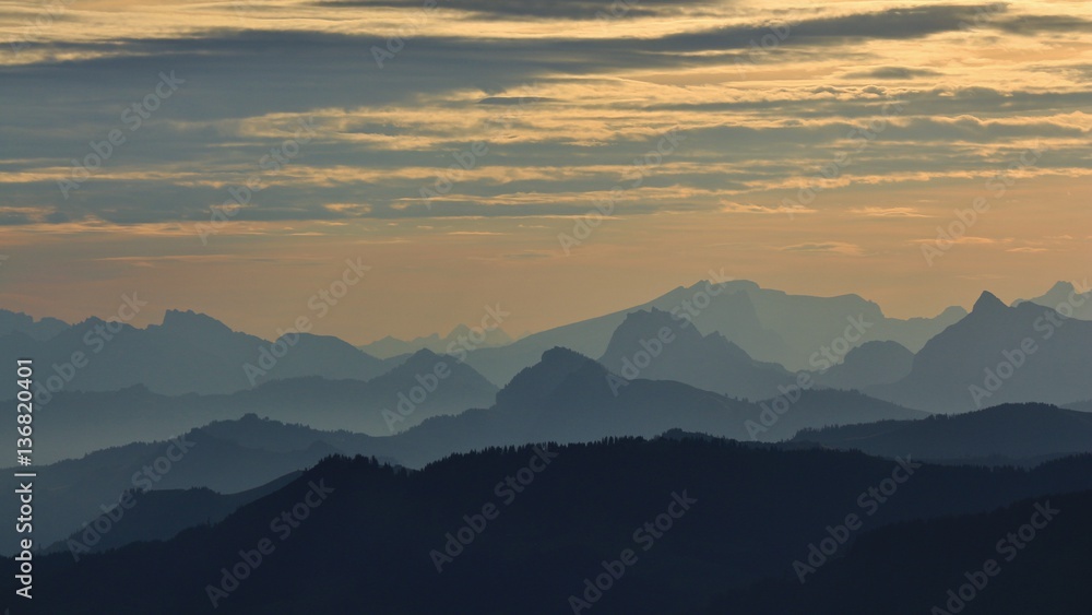 Sunrise view from mount Rigi, Switzerland