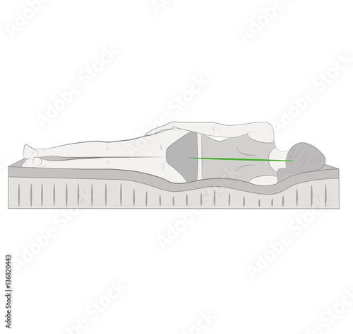 The correct spine alignment when sleeping by on the side sleeping position. vector illustration.