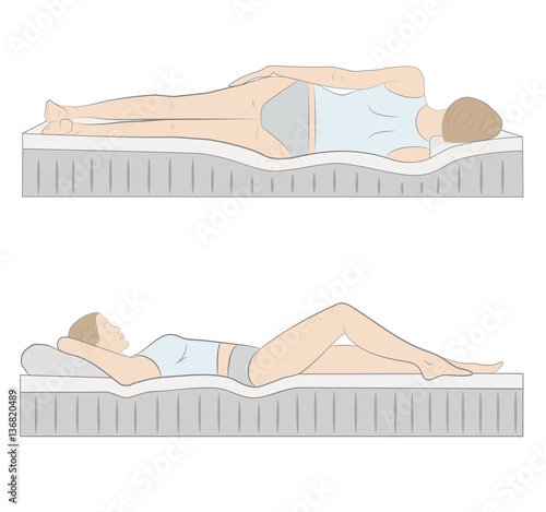 correct posture during sleep. vector illustration.