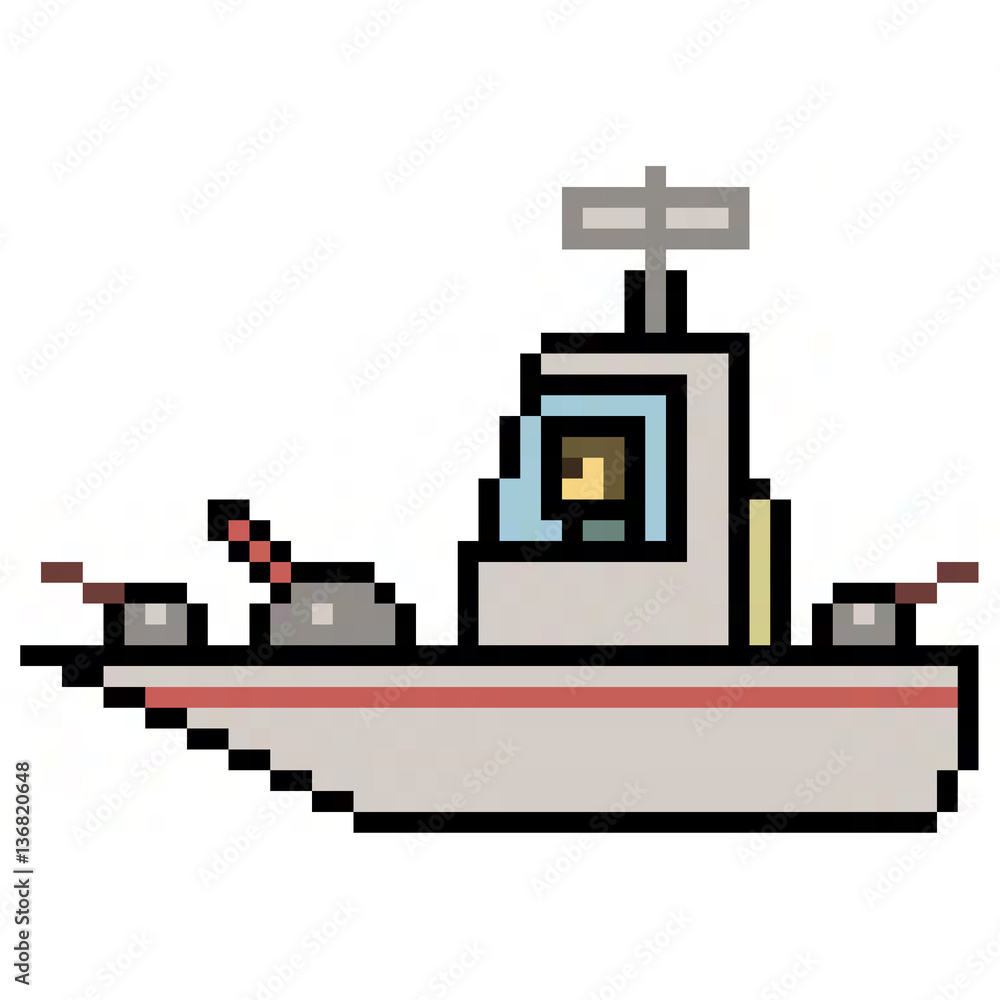 pixel art military ship