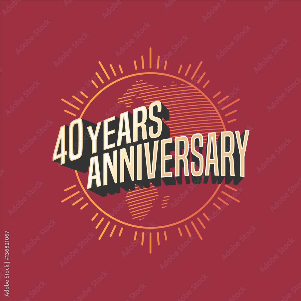40 years anniversary vector icon, logo