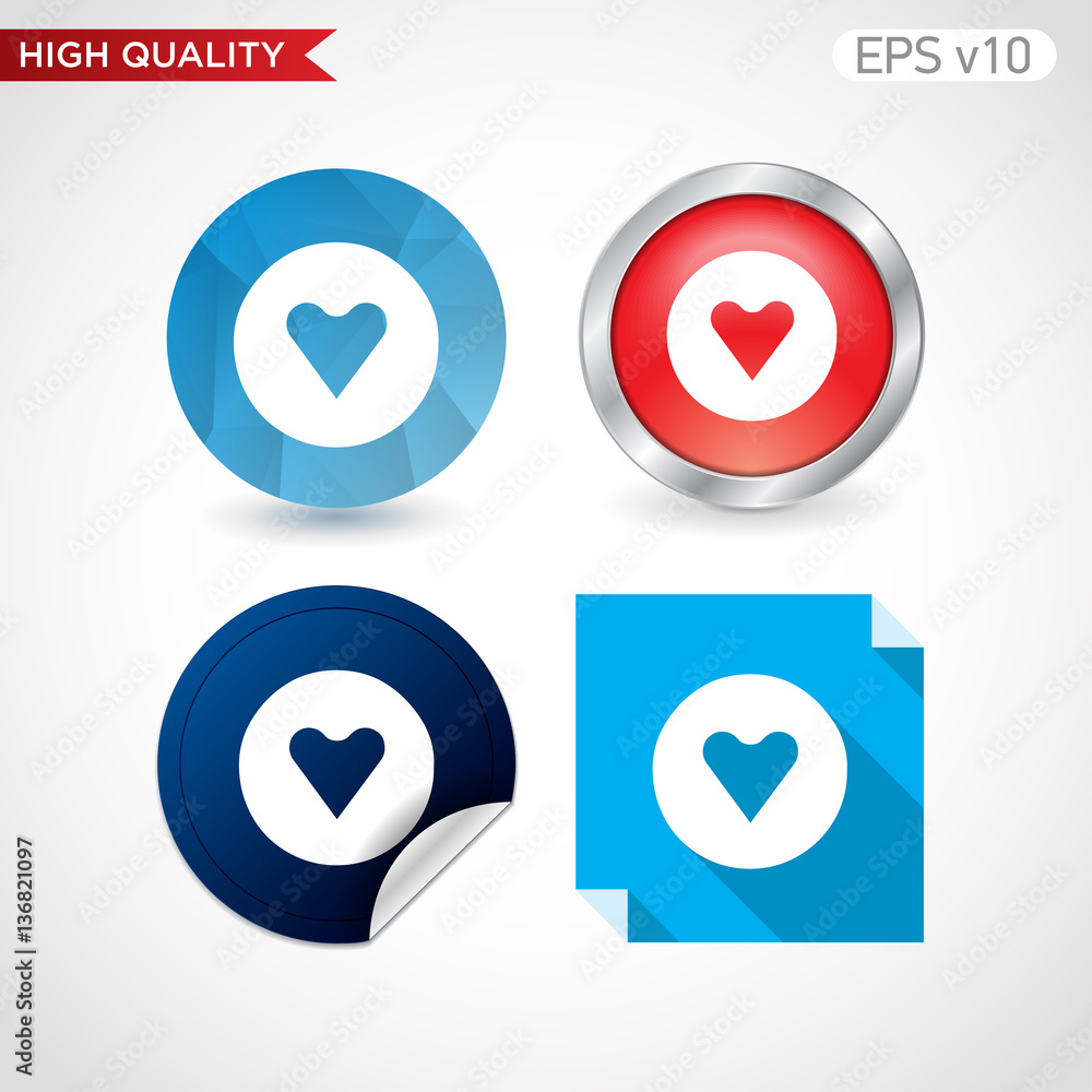 Heart icon. Button with heart icon. Modern UI vector. Heart icon. Button with heart icon. Modern UI vector.