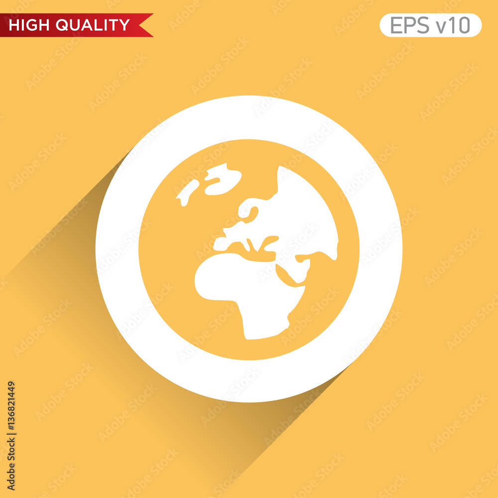 Planet icon. Button with Earth icon. Modern UI vector.