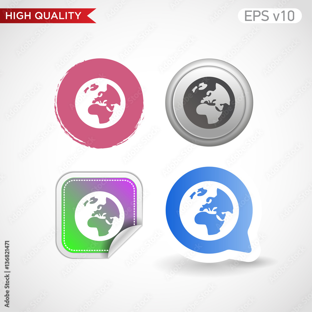 Planet icon. Button with Earth icon. Modern UI vector.
