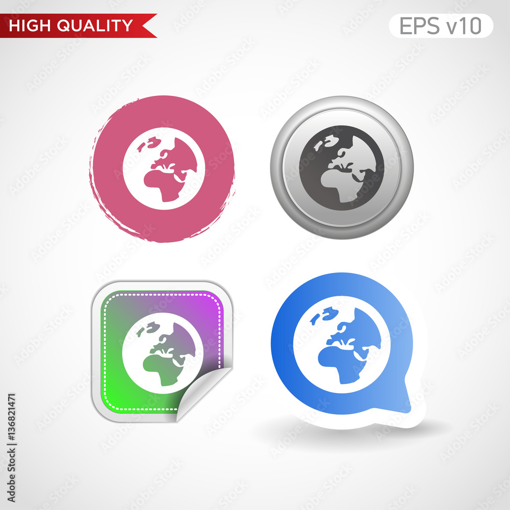 Planet icon. Button with Earth icon. Modern UI vector. Planet icon. Button with Earth icon. Modern UI vector.