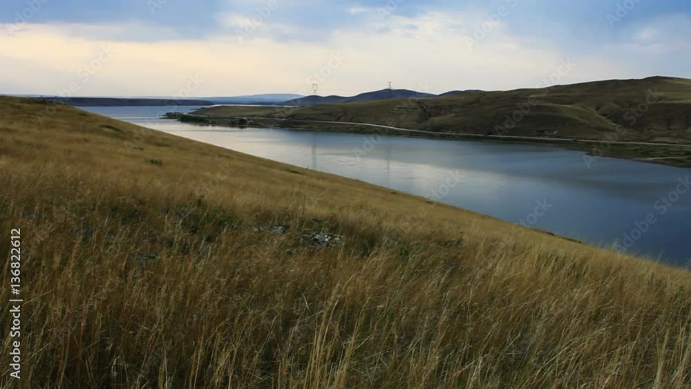 autumnal steppe and lake in Xilingol, China. autumnal steppe and lake in Xilingol, China.