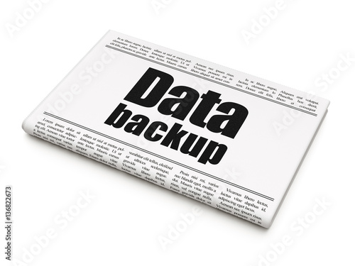 Information concept: newspaper headline Data Backup
