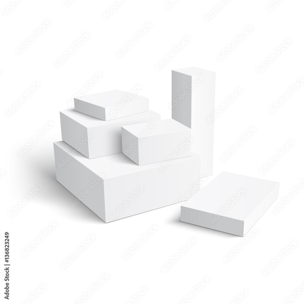 Set of different blank boxes. Set of different blank boxes.