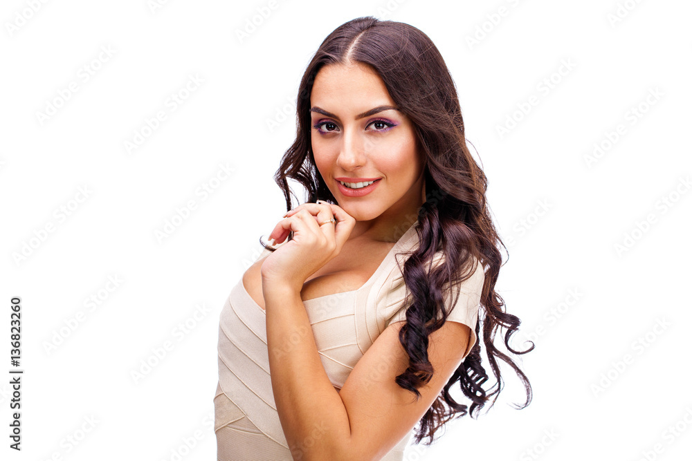 Young arabic woman in white sexy dress Young arabic woman in white sexy dress
