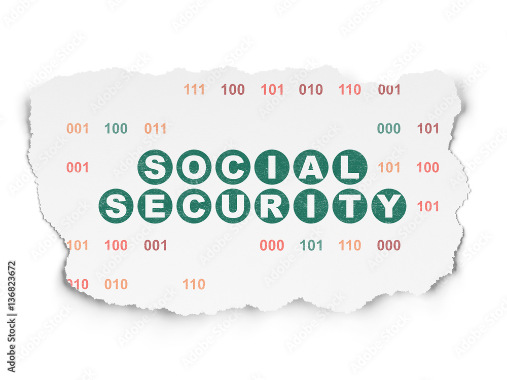 Privacy concept: Social Security on Torn Paper background