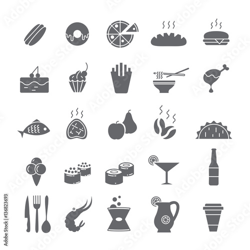 Black icons with food.