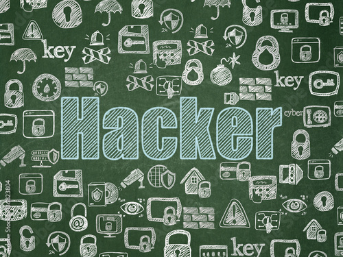 Security concept: Hacker on School board background