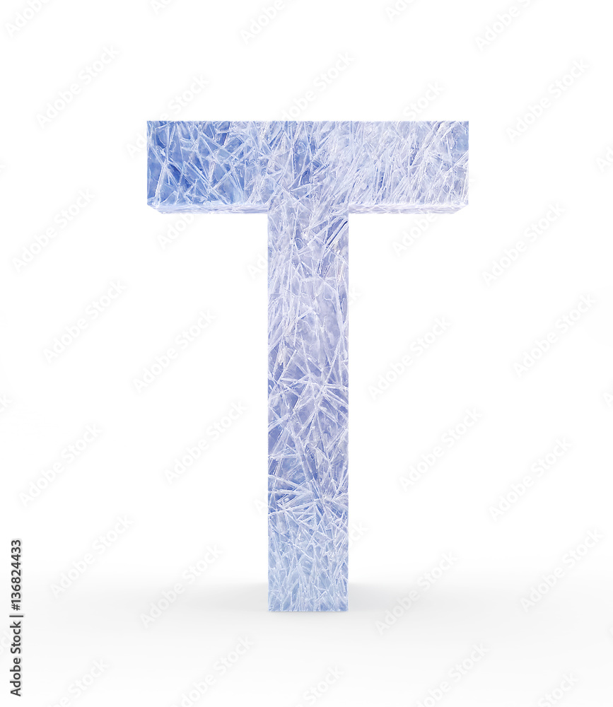 Ice letter T isolated on white background. 3D illustration Ice letter T isolated on white background. 3D illustration