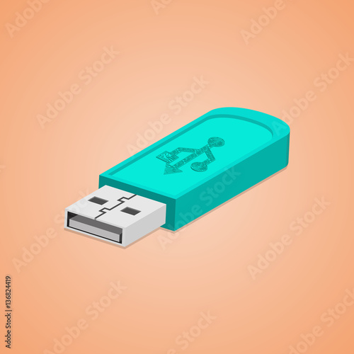 3D USB Flash Drive. Abstract flash drive. Vector illustration.