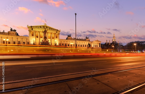 Photography Parlament of Austria in the evening. Vienna. Austria.