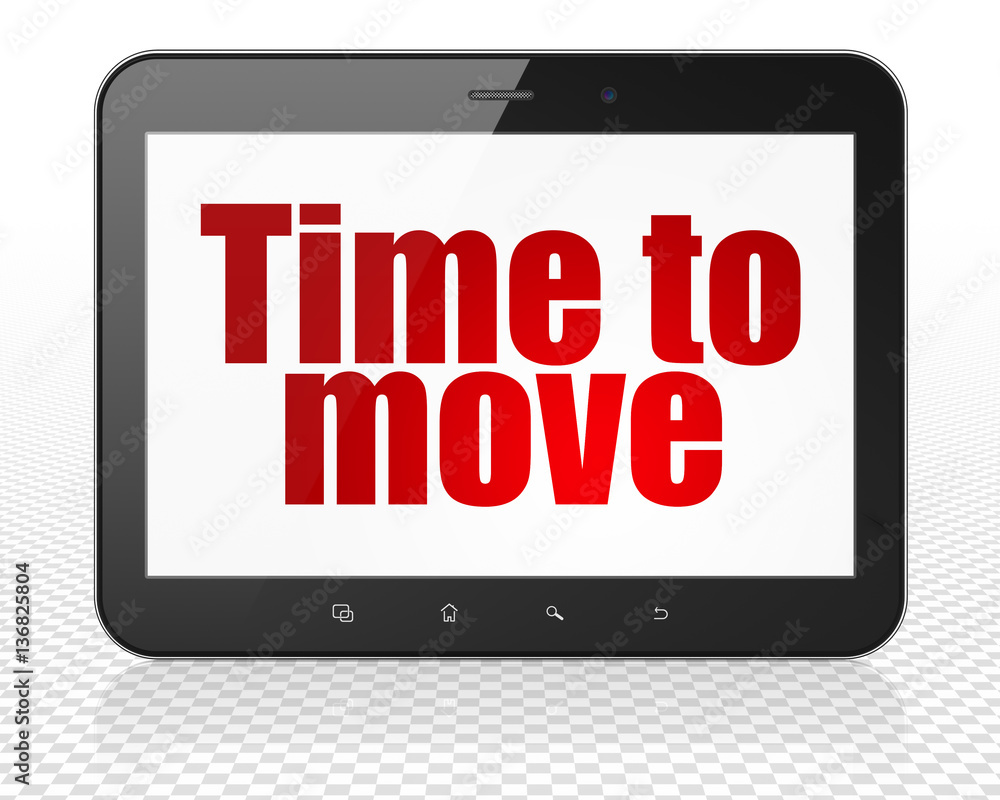 Timeline concept: Tablet Pc Computer with Time to Move on display Timeline concept: Tablet Pc Computer with Time to Move on display