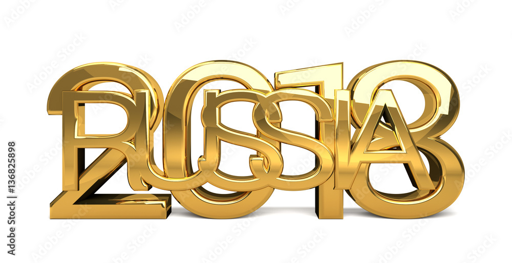2018 Russia thin golden 3d render 2018 Russia thin golden 3d render