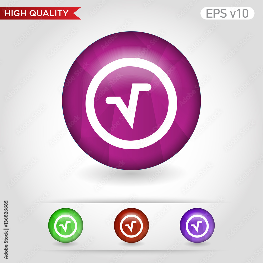 Mathematics root icon. Button with mathematics root icon. Modern UI vector. Mathematics root icon. Button with mathematics root icon. Modern UI vector.
