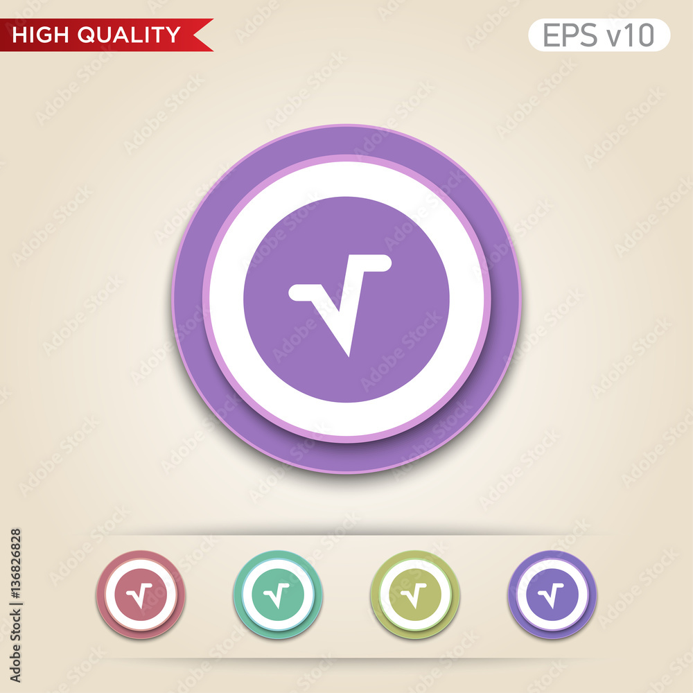 Mathematics root icon. Button with mathematics root icon. Modern UI vector. Mathematics root icon. Button with mathematics root icon. Modern UI vector.
