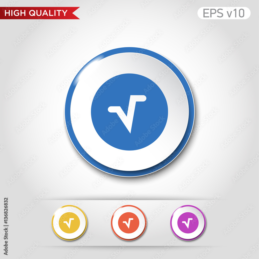 Mathematics root icon. Button with mathematics root icon. Modern UI vector. Mathematics root icon. Button with mathematics root icon. Modern UI vector.