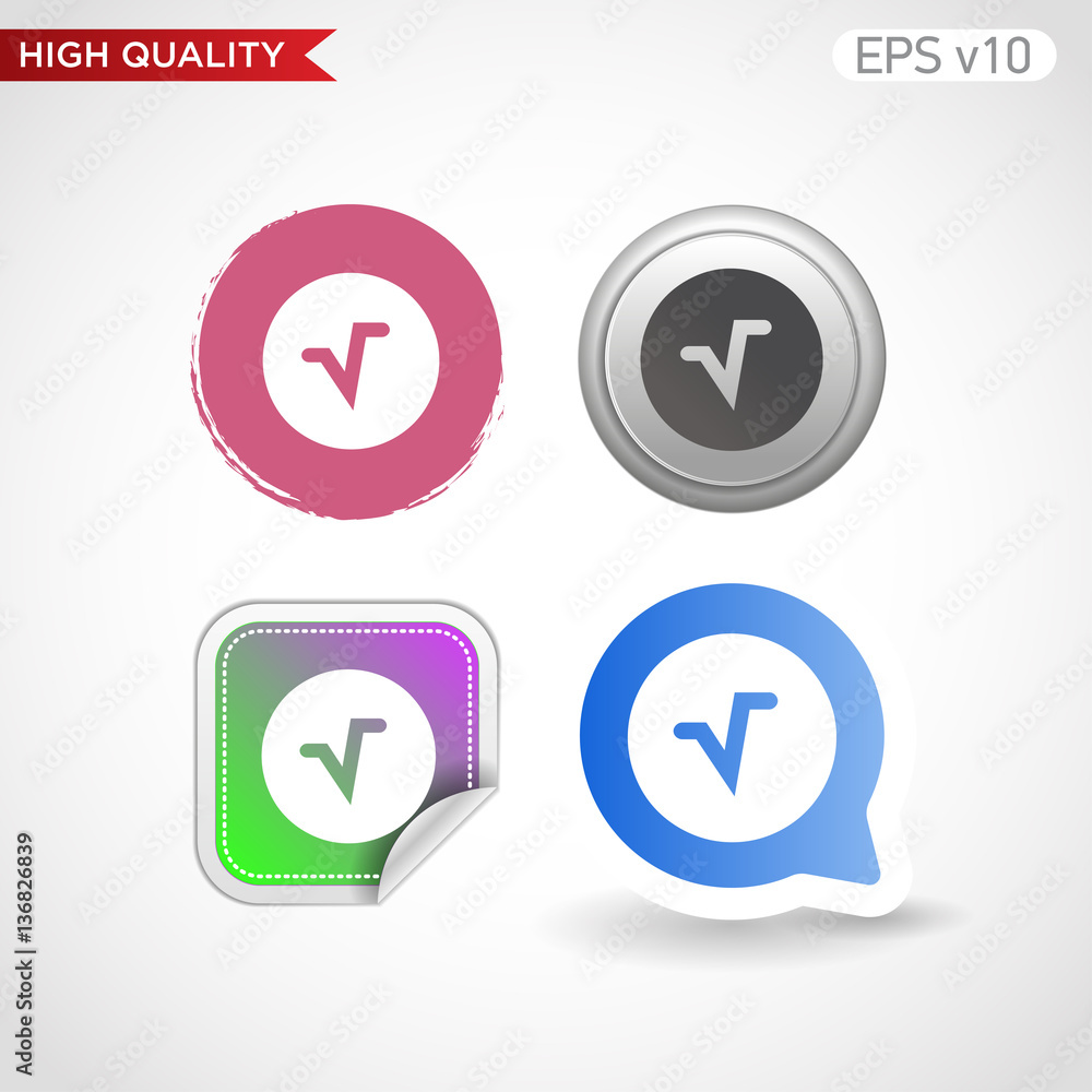 Mathematics root icon. Button with mathematics root icon. Modern UI vector. Mathematics root icon. Button with mathematics root icon. Modern UI vector.