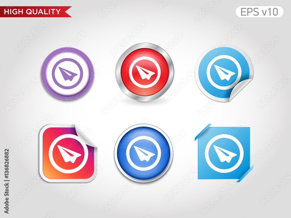 Send icon. Button with paper plane icon. Modern UI vector.