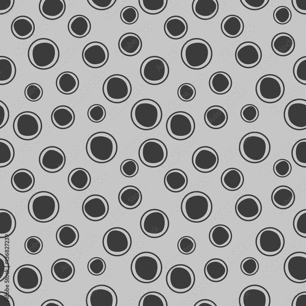 Seamless vector geometrical pattern. Grey endless background with hand drawn circles. Graphic illustration. Print for cover, fabric, wrapping, background. Seamless vector geometrical pattern. Grey endless background with hand drawn circles. Graphic illustration. Print for cover, fabric, wrapping, background.