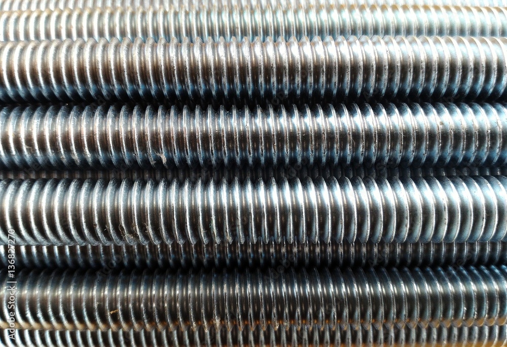 Detail threaded bar white zinc for background Detail threaded bar white zinc for background