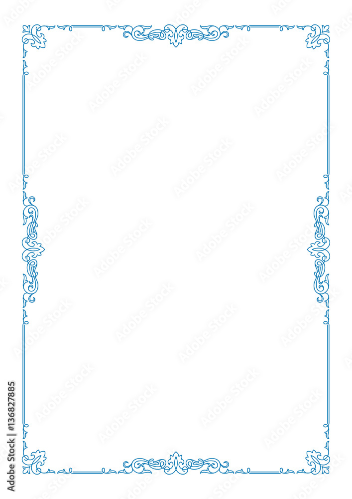 Ornate rectangular color frame, A4 page proportions. Stock-Vektorgrafik ...