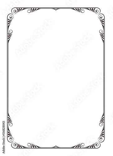Ornate rectangular black frame, A4 page proportions.