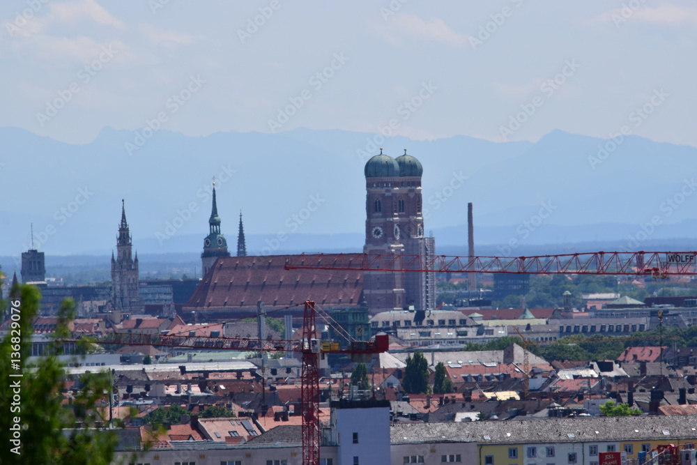Munich, Germany, Bavaria – a telephoto view of the city from Olympic hills