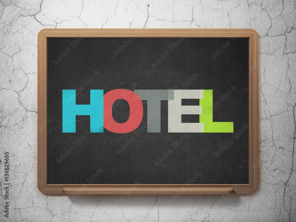 Travel concept: Hotel on School board background Travel concept: Hotel on School board background