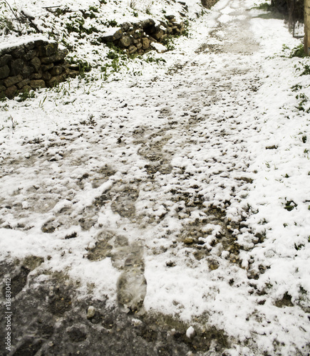 Footprints feet snow