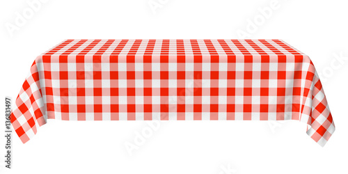 Rectangular horizontal tablecloth with red checkered pattern