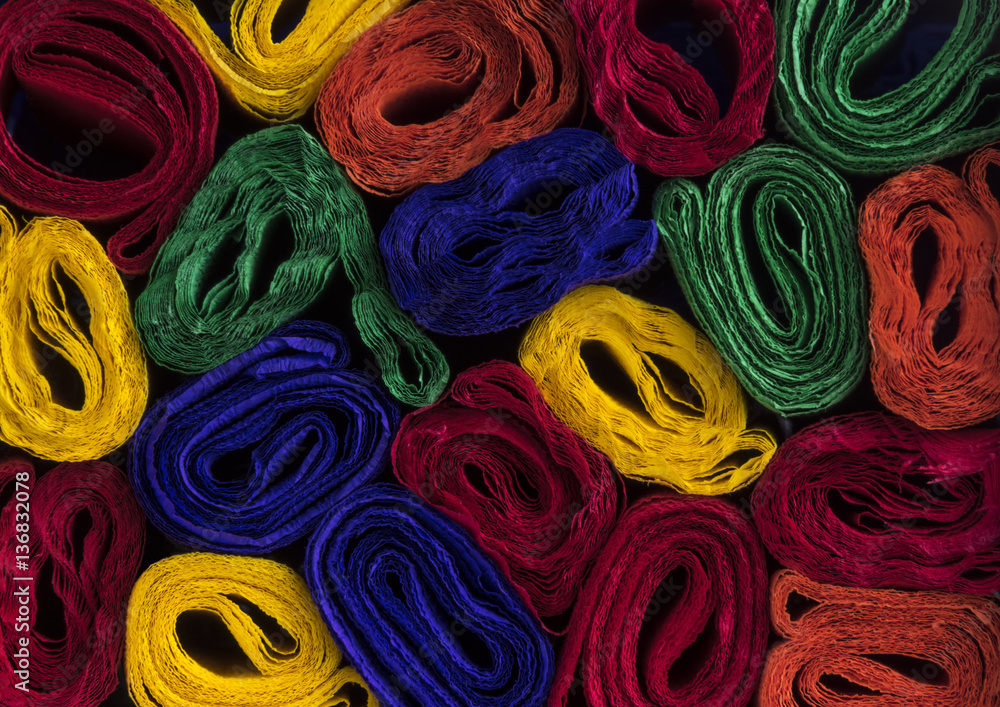 Rolls of colorful crepe paper