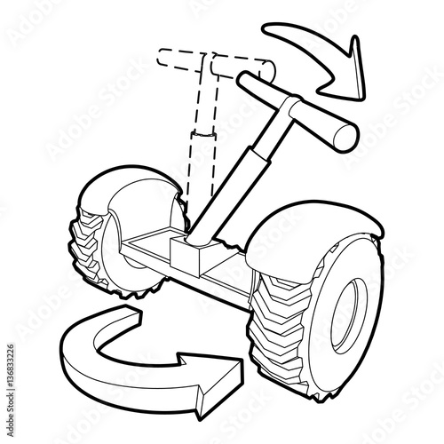 Inclined segway icon, outline style