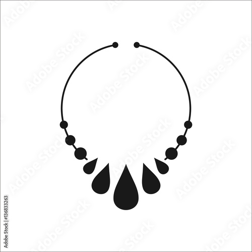 Necklace with jewels or gems simple silhouette icon on background