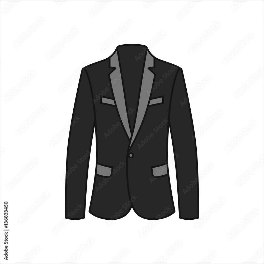 Men blazer or jacket or suit simple flat icon on background Men blazer or jacket or suit simple flat icon on background