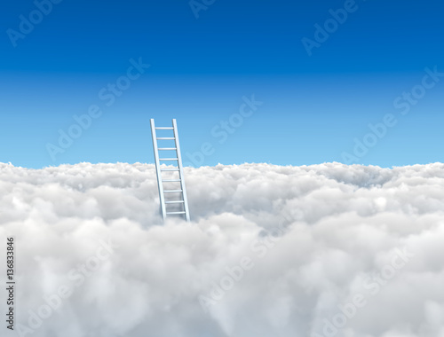 Ladder to the clouds concept image.