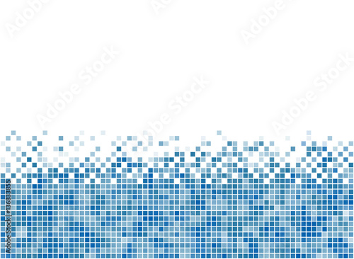 Obraz na plátně Abstract blue mosaic bottom stripe with white copy space.