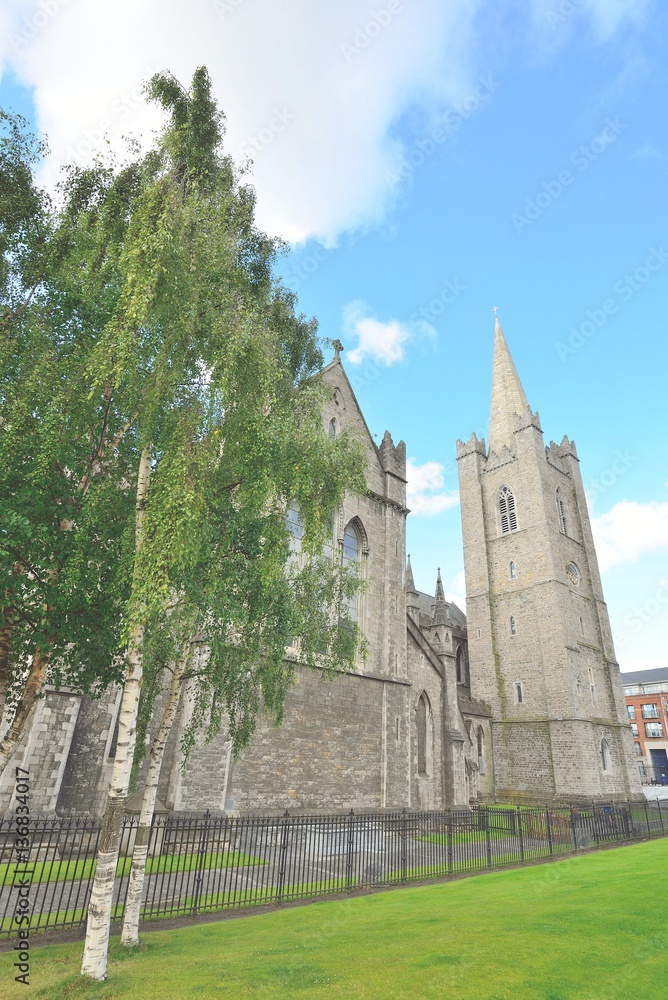 Fototapeta premium Saint Patrick's cathedral spire in Dublin, Ireland